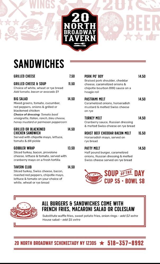 20 North Broadway Tavern Menu image 2